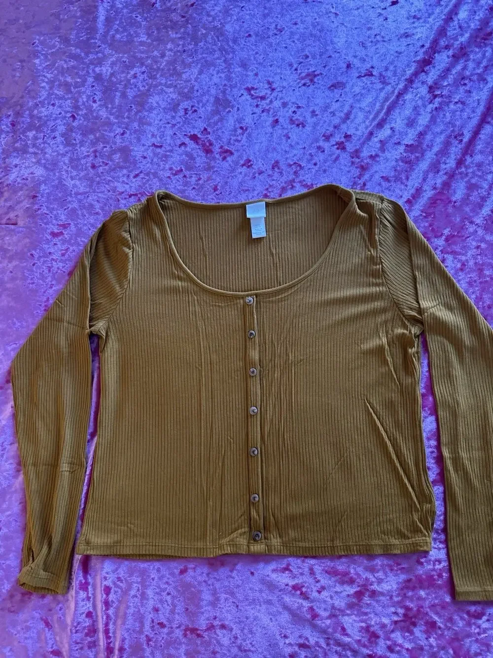 H&M Women's Shirt Camel Beige Tan Brown XL Button Down Comfy Cozy